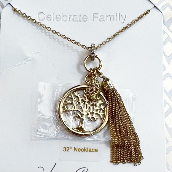 New Vera Bradley Celebrate Family Tree of Life Charm & Tassel Necklace | 32 in. - Picture 2 of 3